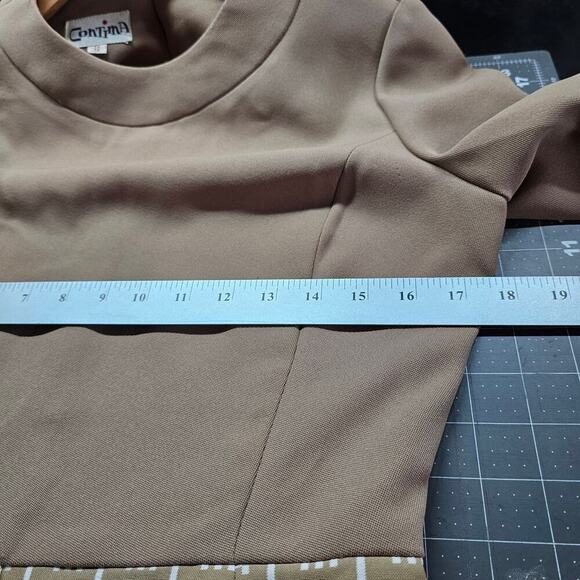 Vintage 60s Contima Shift Dress Womens Medium Brown Mod Twee ALine Preppy Pinup - Picture 10 of 13